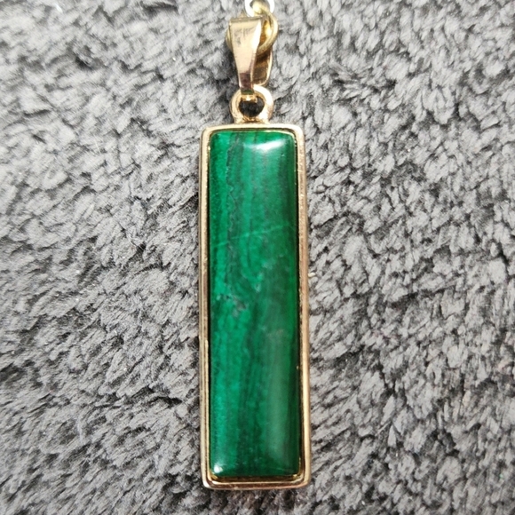 Green and Goldtone Drop Earrings - Picture 2 of 2